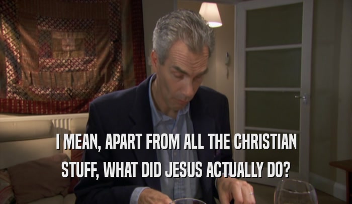 I MEAN, APART FROM ALL THE CHRISTIAN STUFF, WHAT DID JESUS ACTUALLY DO? 