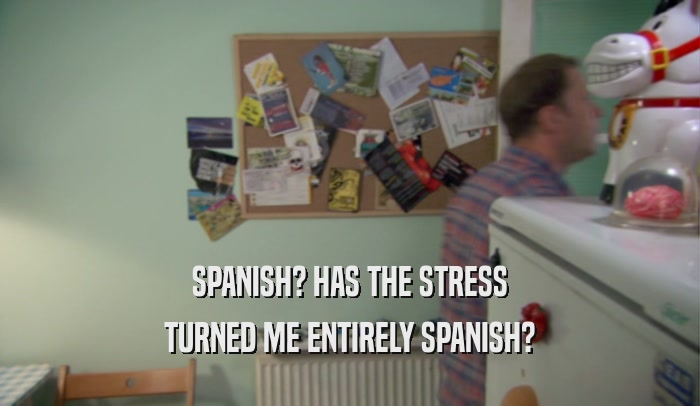 SPANISH? HAS THE STRESS TURNED ME ENTIRELY SPANISH? 