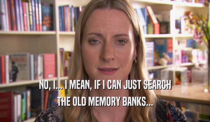NO, I... I MEAN, IF I CAN JUST SEARCH THE OLD MEMORY BANKS... 