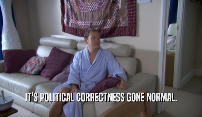IT'S POLITICAL CORRECTNESS GONE NORMAL.  