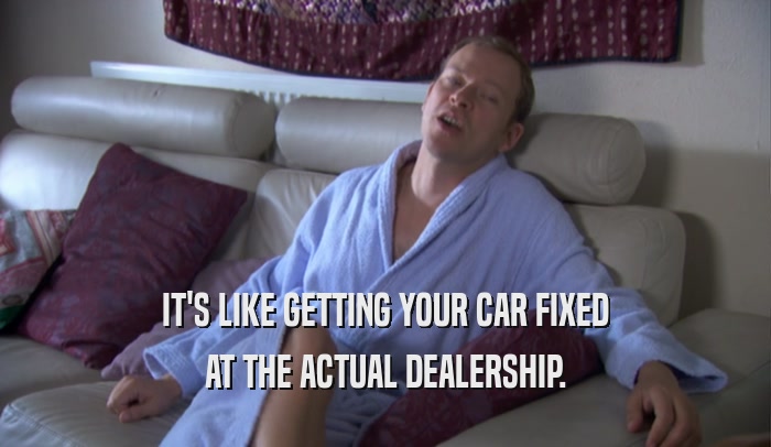 IT'S LIKE GETTING YOUR CAR FIXED
 AT THE ACTUAL DEALERSHIP.
 
