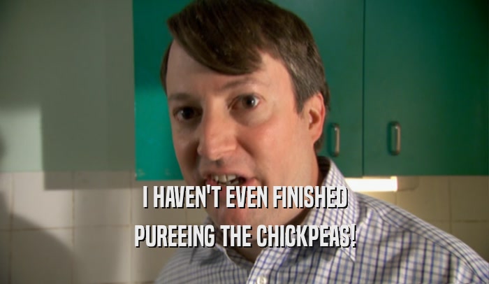 I HAVEN'T EVEN FINISHED PUREEING THE CHICKPEAS! 