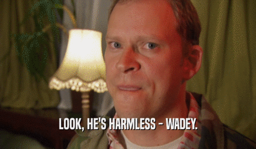 LOOK, HE'S HARMLESS - WADEY.  