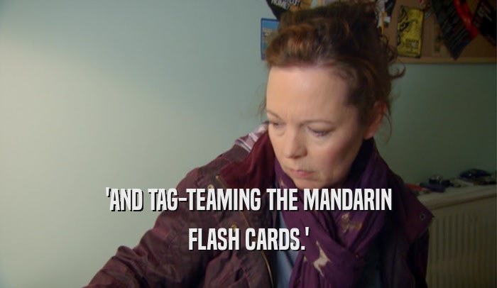 'AND TAG-TEAMING THE MANDARIN FLASH CARDS.' 