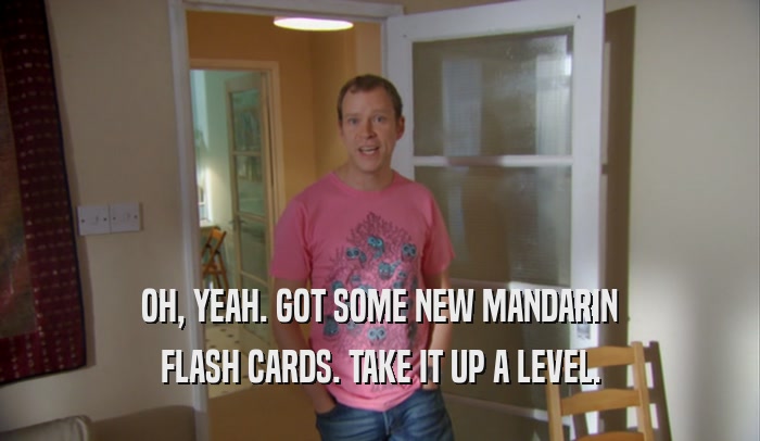 OH, YEAH. GOT SOME NEW MANDARIN FLASH CARDS. TAKE IT UP A LEVEL. 