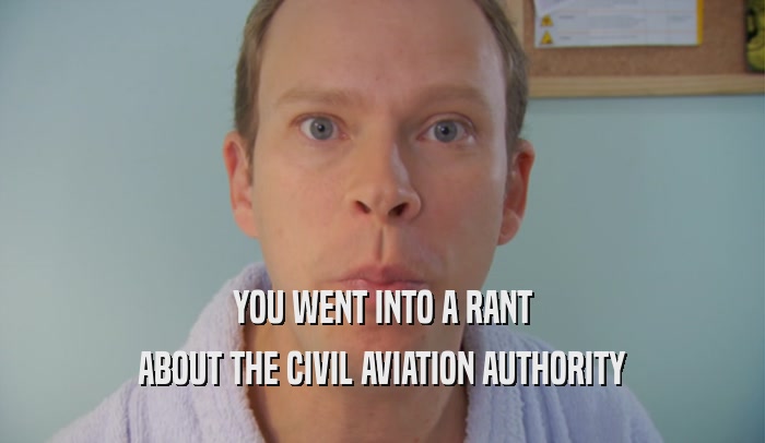 YOU WENT INTO A RANT ABOUT THE CIVIL AVIATION AUTHORITY 