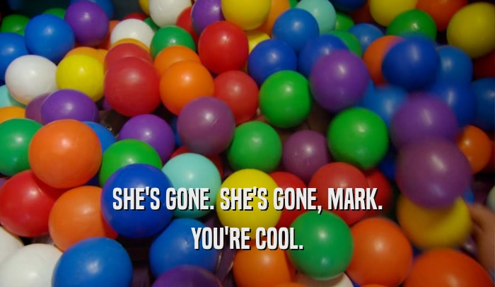 SHE'S GONE. SHE'S GONE, MARK. YOU'RE COOL. 