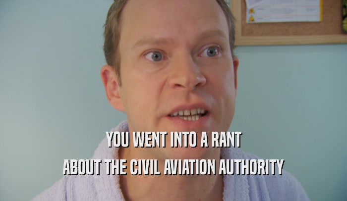 YOU WENT INTO A RANT ABOUT THE CIVIL AVIATION AUTHORITY 