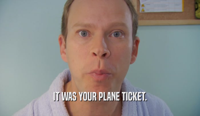 IT WAS YOUR PLANE TICKET.  