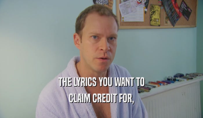 THE LYRICS YOU WANT TO CLAIM CREDIT FOR, 