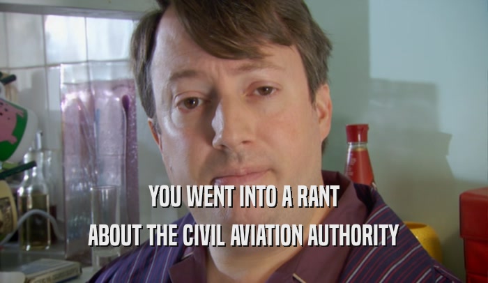 YOU WENT INTO A RANT ABOUT THE CIVIL AVIATION AUTHORITY 