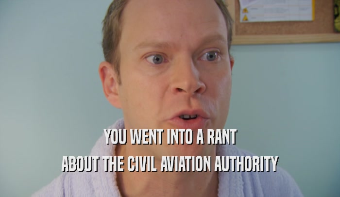 YOU WENT INTO A RANT ABOUT THE CIVIL AVIATION AUTHORITY 