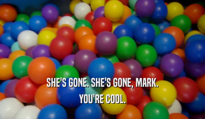 SHE'S GONE. SHE'S GONE, MARK. YOU'RE COOL. 