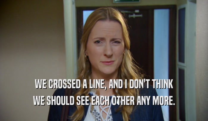 WE CROSSED A LINE, AND I DON'T THINK WE SHOULD SEE EACH OTHER ANY MORE. 