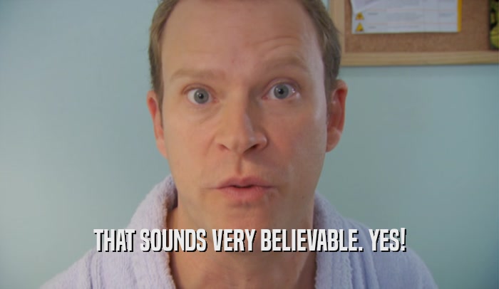 THAT SOUNDS VERY BELIEVABLE. YES!  