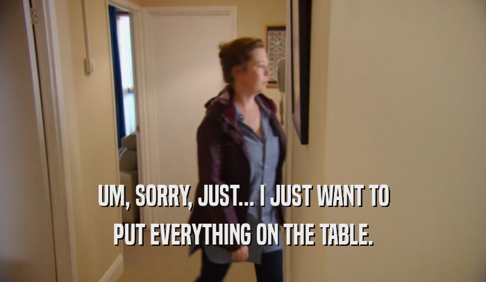 UM, SORRY, JUST... I JUST WANT TO PUT EVERYTHING ON THE TABLE. 