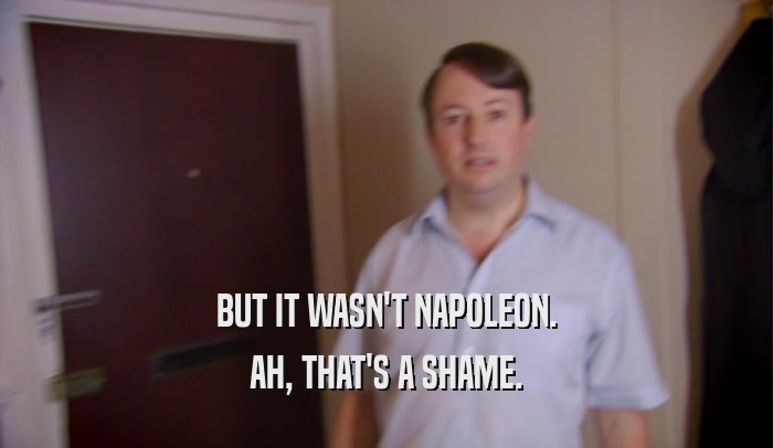 BUT IT WASN'T NAPOLEON.
 AH, THAT'S A SHAME.
 