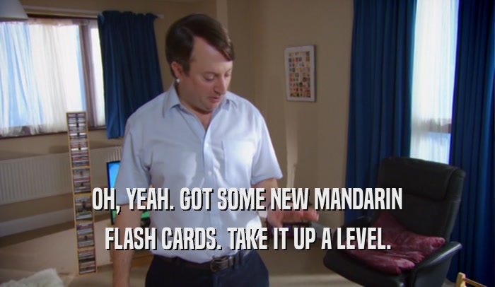 OH, YEAH. GOT SOME NEW MANDARIN FLASH CARDS. TAKE IT UP A LEVEL. 