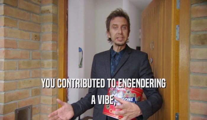 YOU CONTRIBUTED TO ENGENDERING A VIBE, 