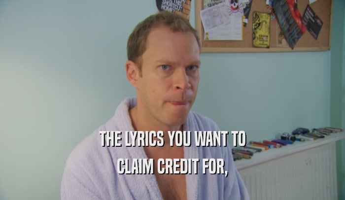 THE LYRICS YOU WANT TO CLAIM CREDIT FOR, 