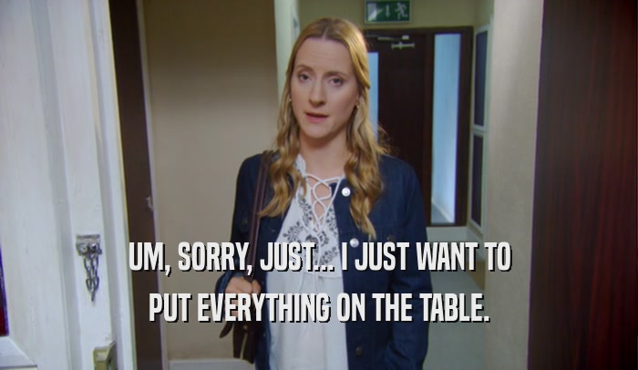 UM, SORRY, JUST... I JUST WANT TO PUT EVERYTHING ON THE TABLE. 