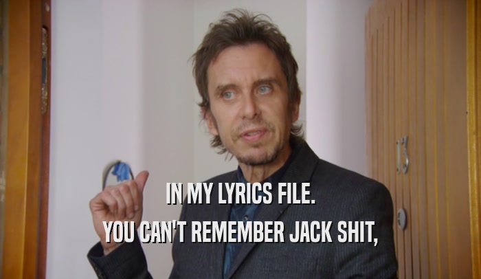 IN MY LYRICS FILE. YOU CAN'T REMEMBER JACK SHIT, 