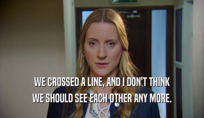 WE CROSSED A LINE, AND I DON'T THINK WE SHOULD SEE EACH OTHER ANY MORE. 