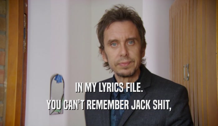 IN MY LYRICS FILE. YOU CAN'T REMEMBER JACK SHIT, 