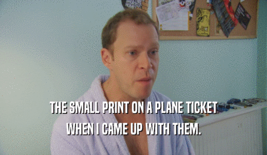 THE SMALL PRINT ON A PLANE TICKET WHEN I CAME UP WITH THEM. 