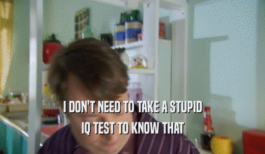 I DON'T NEED TO TAKE A STUPID IQ TEST TO KNOW THAT 