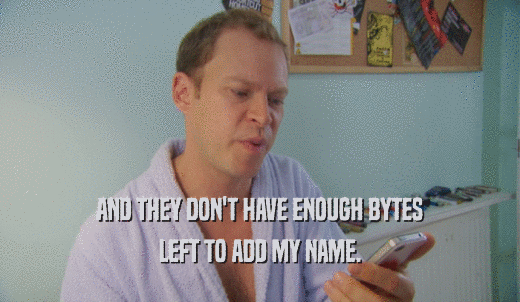 AND THEY DON'T HAVE ENOUGH BYTES LEFT TO ADD MY NAME. 
