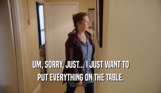 UM, SORRY, JUST... I JUST WANT TO PUT EVERYTHING ON THE TABLE. 