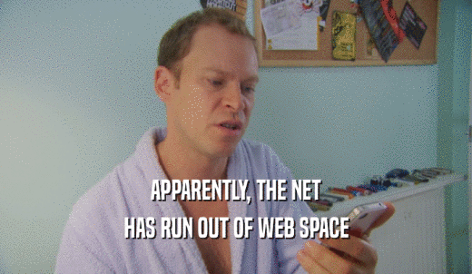 APPARENTLY, THE NET HAS RUN OUT OF WEB SPACE 