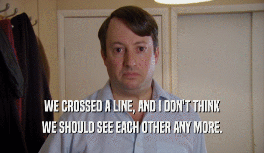 WE CROSSED A LINE, AND I DON'T THINK WE SHOULD SEE EACH OTHER ANY MORE. 