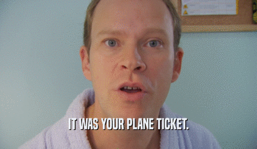 IT WAS YOUR PLANE TICKET.  