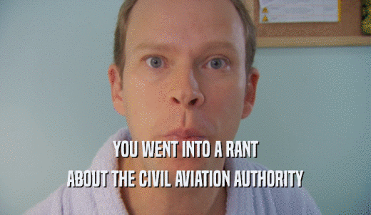 YOU WENT INTO A RANT ABOUT THE CIVIL AVIATION AUTHORITY 