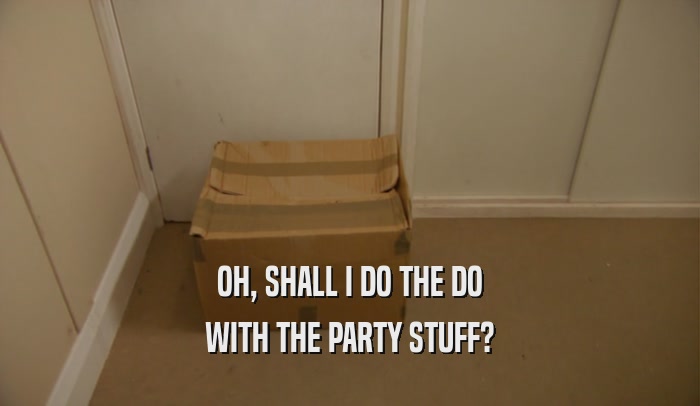 OH, SHALL I DO THE DO WITH THE PARTY STUFF? 