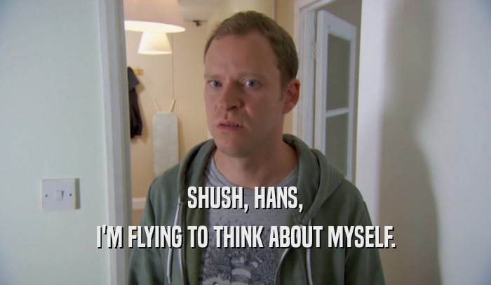 SHUSH, HANS, I'M FLYING TO THINK ABOUT MYSELF. 