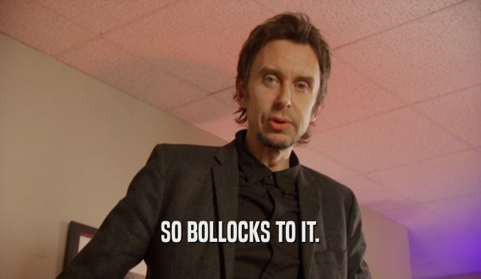 SO BOLLOCKS TO IT.  