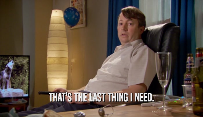 THAT'S THE LAST THING I NEED.  