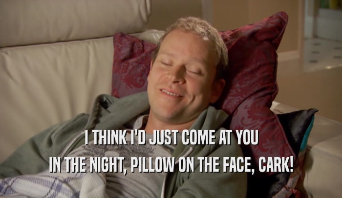 I THINK I'D JUST COME AT YOU IN THE NIGHT, PILLOW ON THE FACE, CARK! 