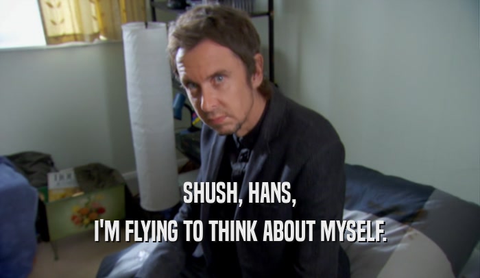 SHUSH, HANS, I'M FLYING TO THINK ABOUT MYSELF. 