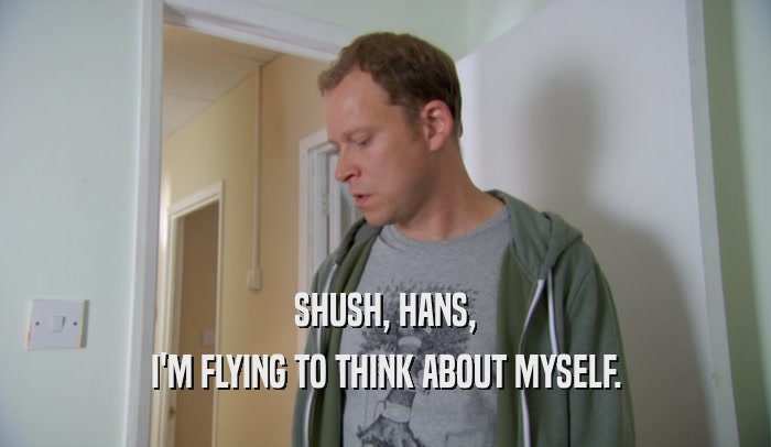 SHUSH, HANS, I'M FLYING TO THINK ABOUT MYSELF. 