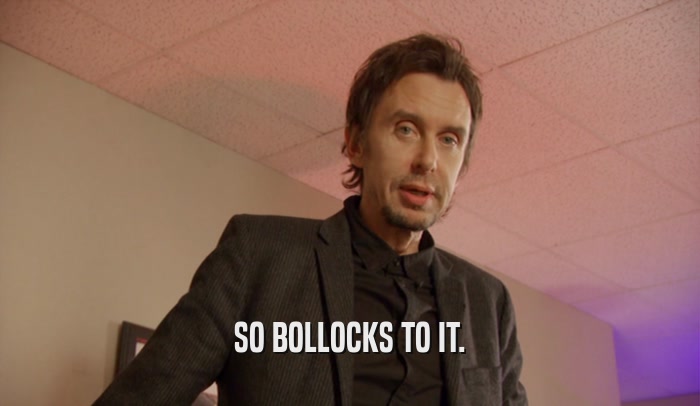 SO BOLLOCKS TO IT.  