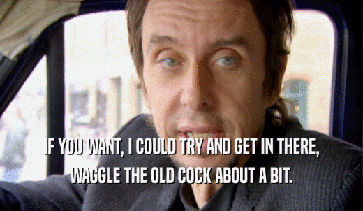 IF YOU WANT, I COULD TRY AND GET IN THERE, WAGGLE THE OLD COCK ABOUT A BIT. 