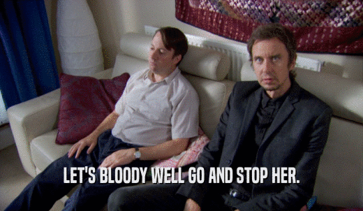 LET'S BLOODY WELL GO AND STOP HER.  