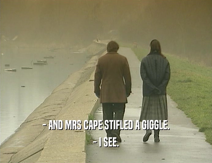 - AND MRS CAPE STIFLED A GIGGLE. - I SEE. 