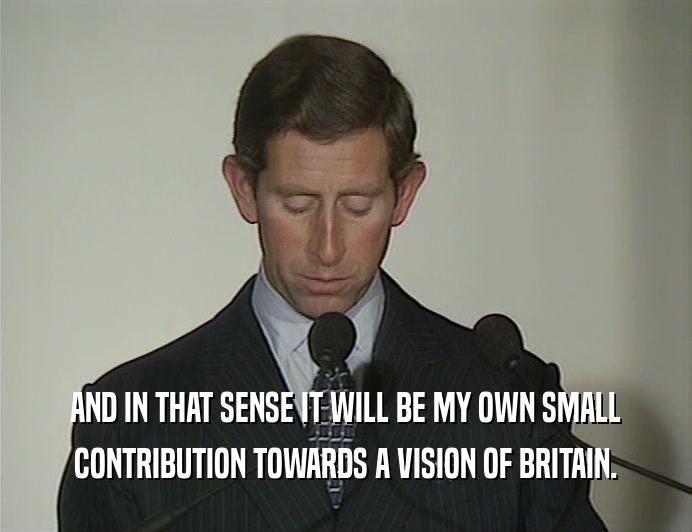 AND IN THAT SENSE IT WILL BE MY OWN SMALL
 CONTRIBUTION TOWARDS A VISION OF BRITAIN.
 