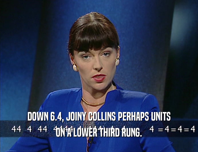 DOWN 6.4, JOINY COLLINS PERHAPS UNITS
 ON A LOWER THIRD RUNG.
 