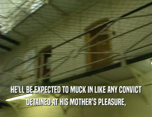 HE'LL BE EXPECTED TO MUCK IN LIKE ANY CONVICT DETAINED AT HIS MOTHER'S PLEASURE, 